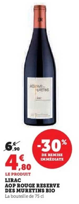LIRAC AOP ROUGE RESERVE DES MURETINS BIO