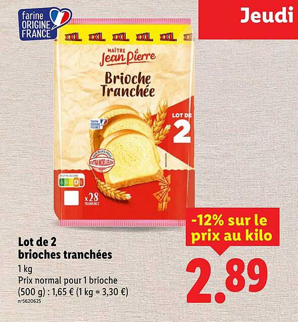 Lot de 2 brioches tranchées