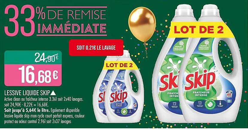 LOT DE 2 LESSIVE LIQUIDE SKIP