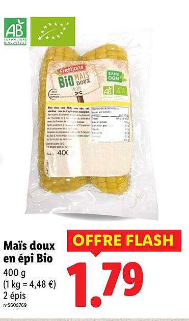 Maïs doux en épi Bio