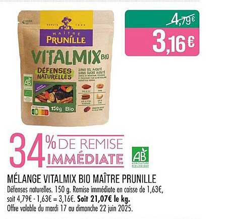 MÉLANGE VITALMIX BIO MAÎTRE PRUNILLE