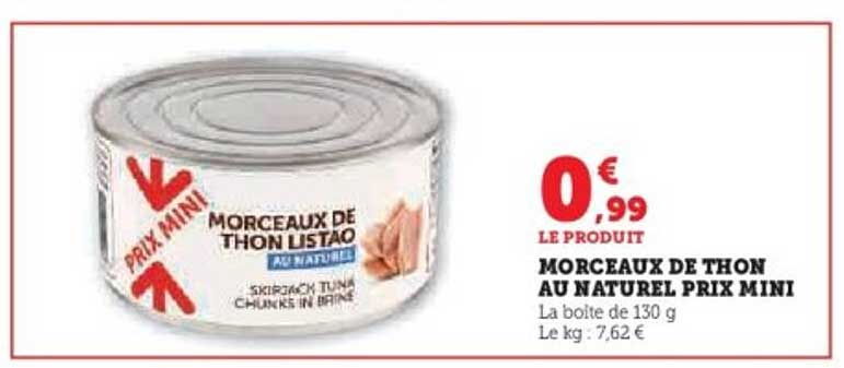 Morceaux de thon au naturel prix mini