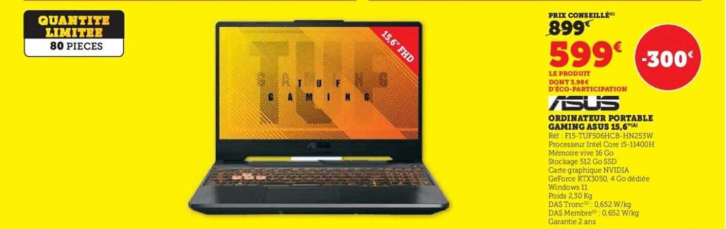 ORDINATEUR PORTABLE GAMING ASUS 15,6"