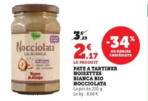 PATE A TARTINER NOISETTES BIANCA BIO NOCCIOLATA