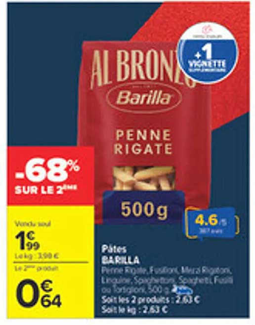Pâtes Barilla - Penne Rigate 500g