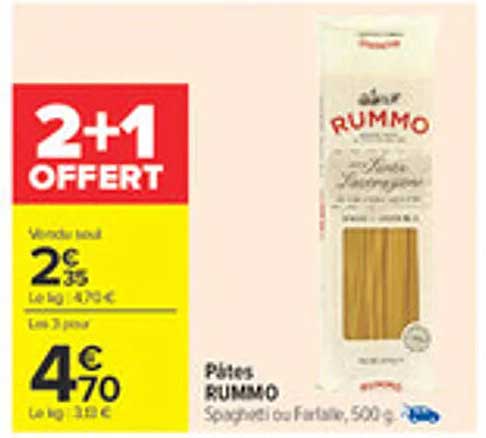 Pâtes RUMMO 2+1 OFFERT