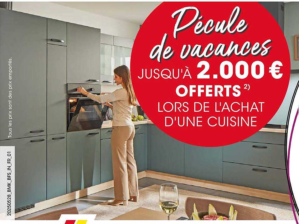 Pécule de vacances jusqu'à 2.000 € offerts lors de l'achat d'une cuisine