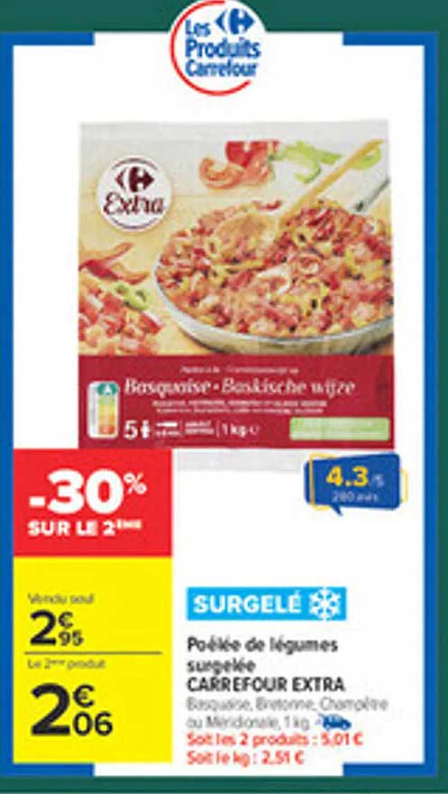 Poêlée de légumes surgelée CARREFOUR EXTRA