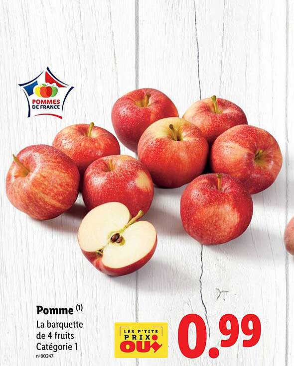 Pomme - La barquette de 4 fruits Catégorie 1