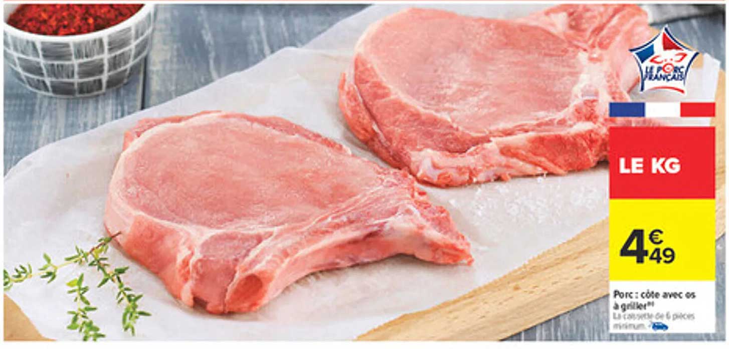 Pork: côte avec os à griller