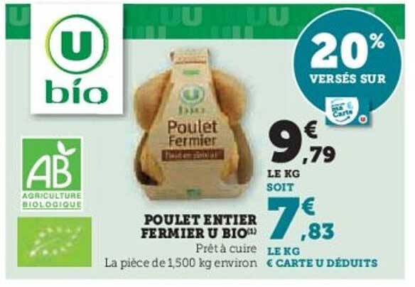POULET ENTIERS FERMIER U BIO