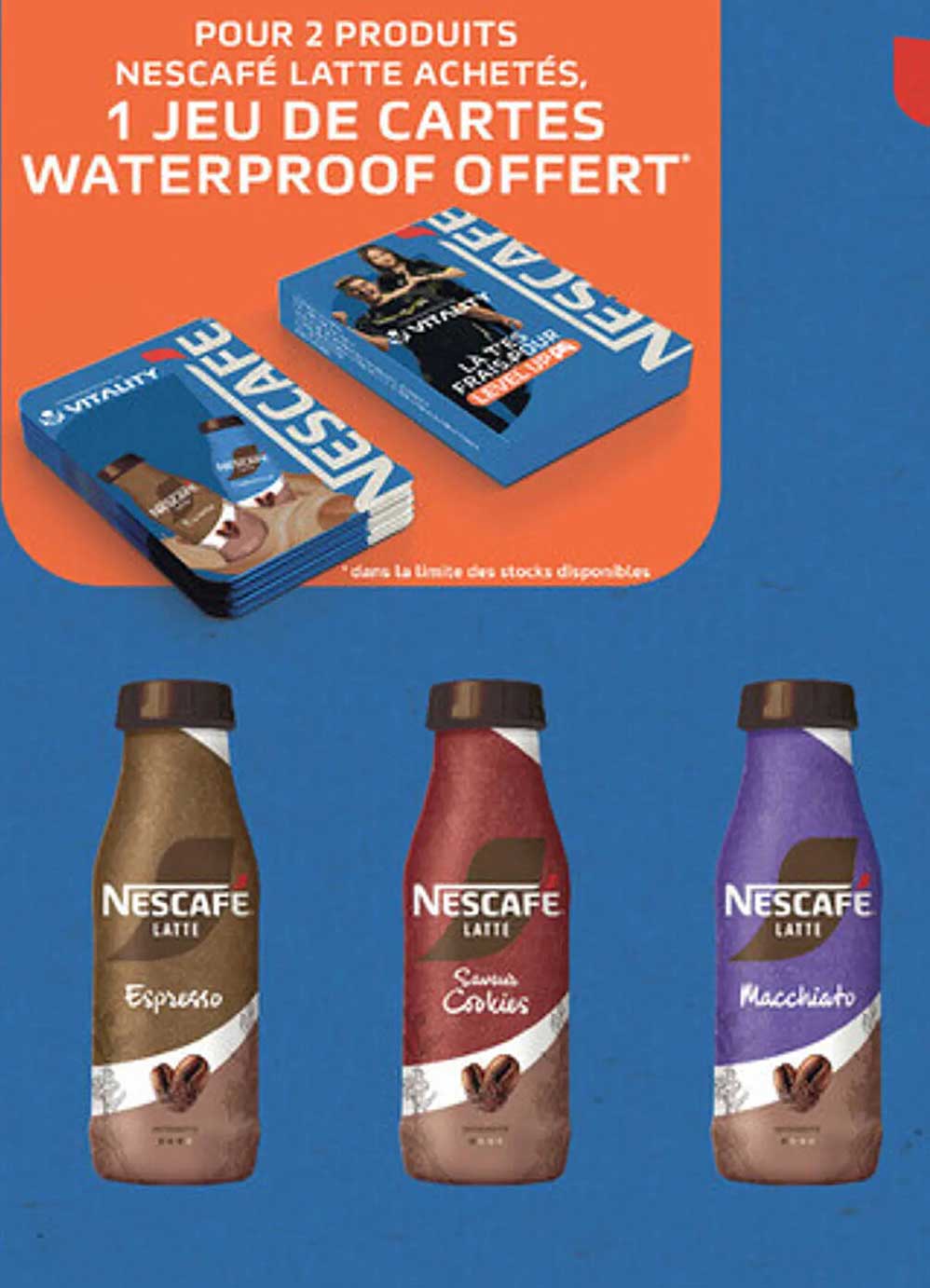 Pour 2 produits Nescafé Latte achetés, 1 jeu de cartes waterproof offert
