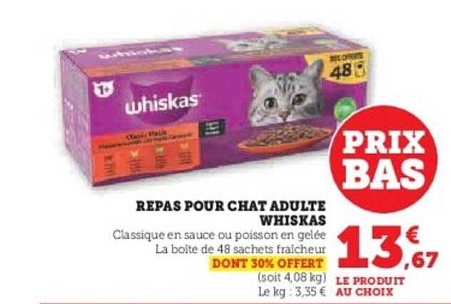 REPAS POUR CHAT ADULTE WHISKAS