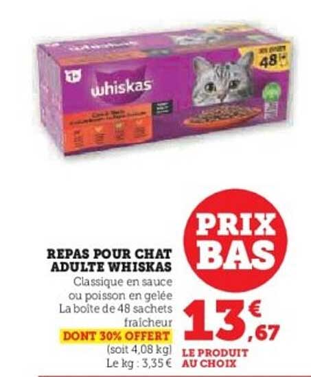 REPAS POUR CHAT ADULTE WHISKAS