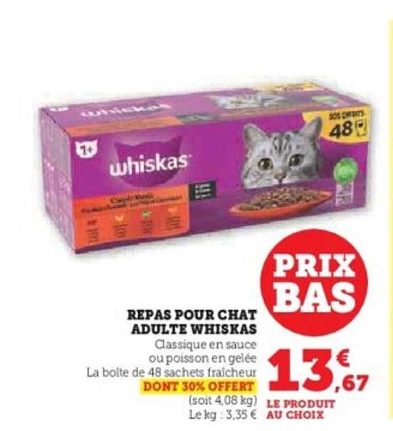 REPAS POUR CHAT ADULTE WHISKAS