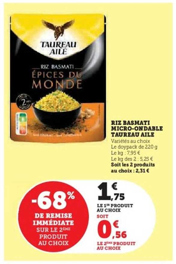 RIZ BASMATI MICRO-ONDABLE TAUREAU AILE