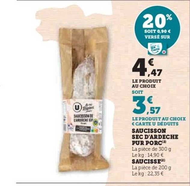 Saucisson sec d'Ardèche pur porc