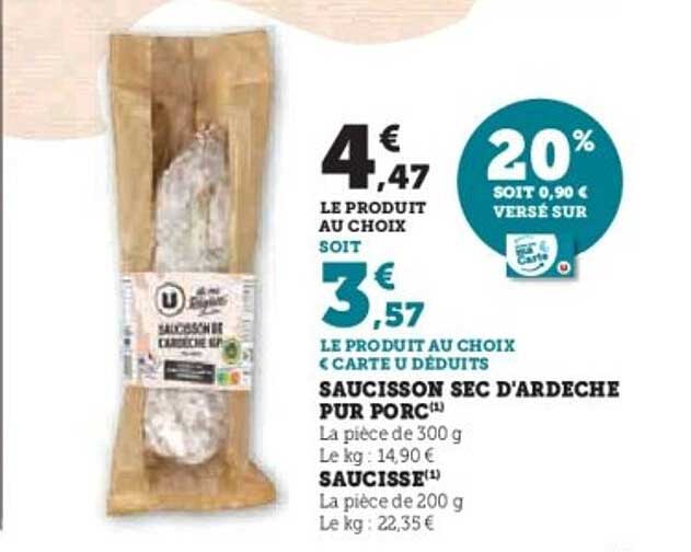 SAUCISSON SEC D'ARDECHE PUR PORC