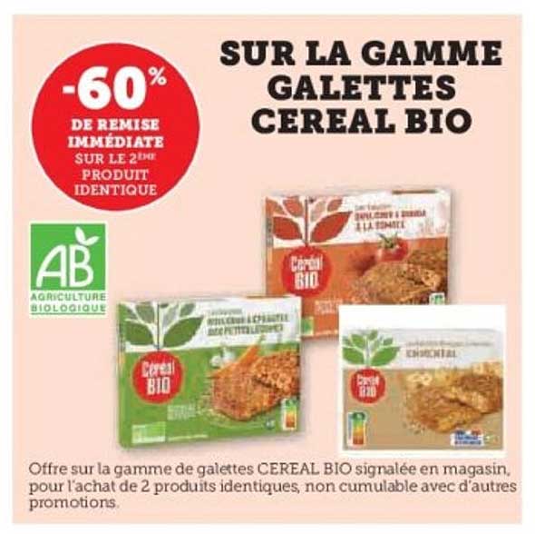 SUR LA GAMME GALETTES CEREAL BIO