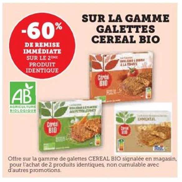 SUR LA GAMME GALETTES CEREAL BIO