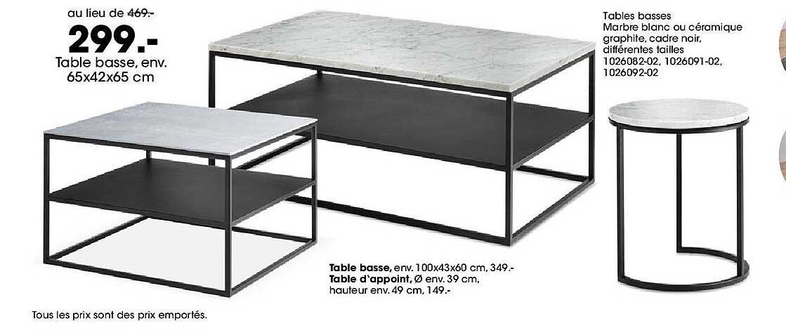Table basse, env. 65x42x65 cm