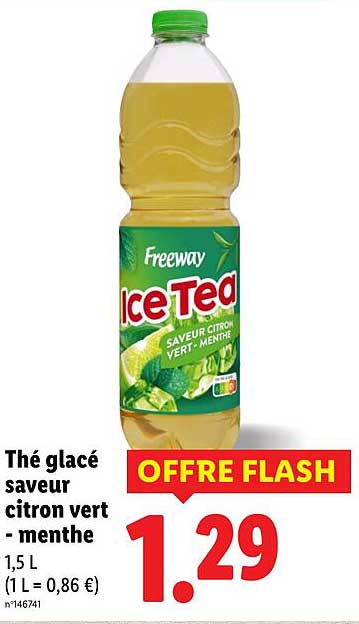 Thé glacé saveur citron vert - menthe