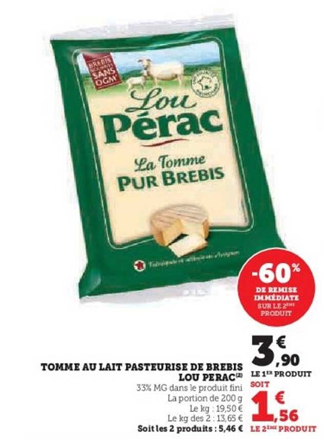 TOMME AU LAIT PASTEURISE DE BREBIS LOU PÉRAC