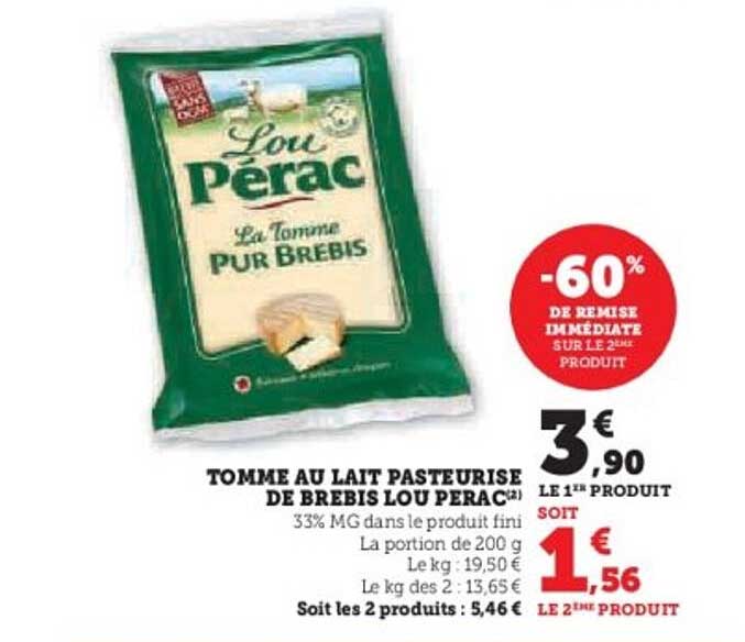 TOMME AU LAIT PASTEURISE DE BREBIS LOU PERAC