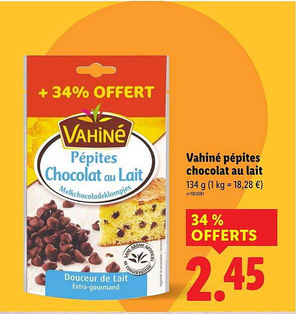 Vahiné pépites chocolat au lait