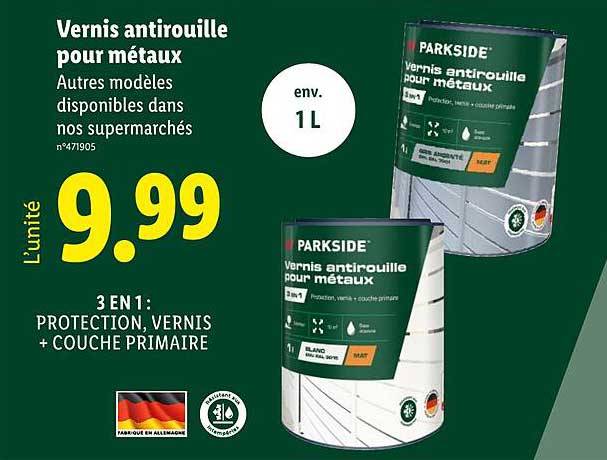 Vernis antirouille pour métaux