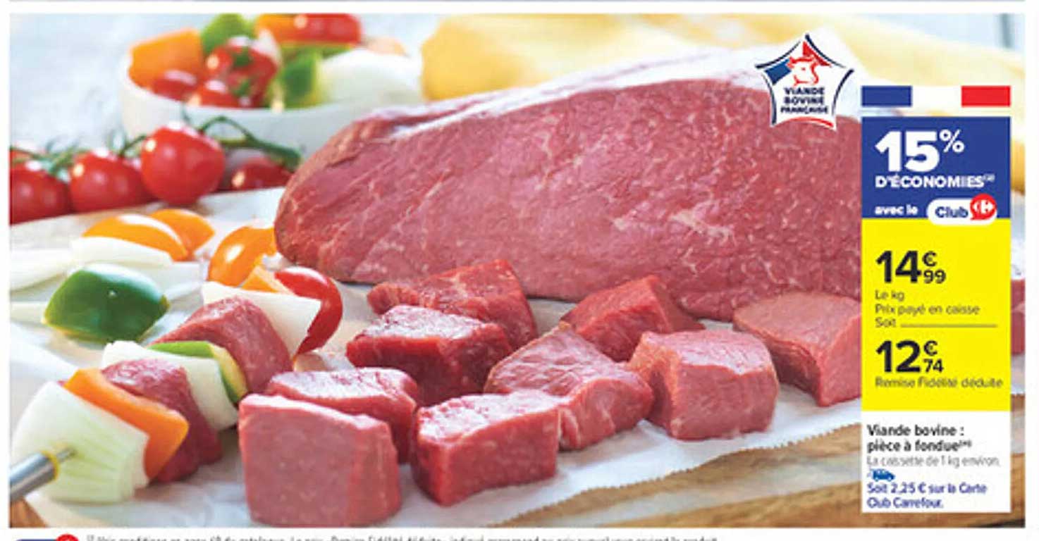 Viande bovine : pièce à fondue
