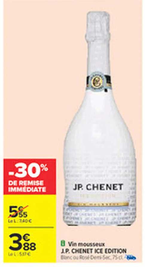 Vin mousseux J.P. CHENET ICE EDITION Blanc ou Rosé Demi-Sec, 75 cl