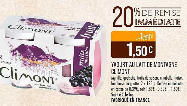YAOURT AU LAIT DE MONTAGNE CLIMONT