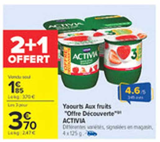 Yogourts Aux fruits "Offre Découverte" ACTIVIA