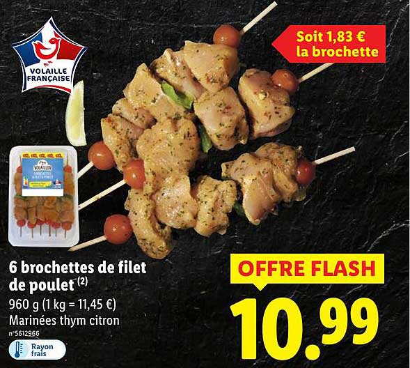 6 brochettes de filet de poulet