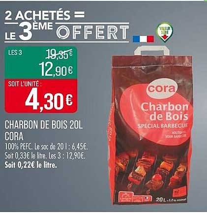 CHARBON DE BOIS 20L CORA