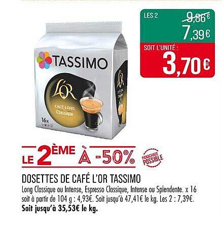 DOSSETTES DE CAFÉ L’OR TASSIMO