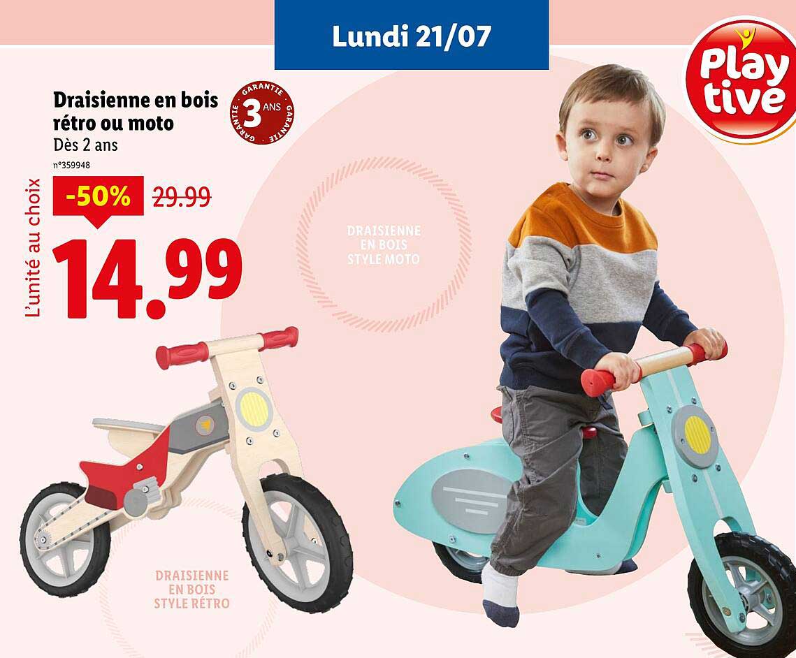 Draisienne en bois rétro ou moto
