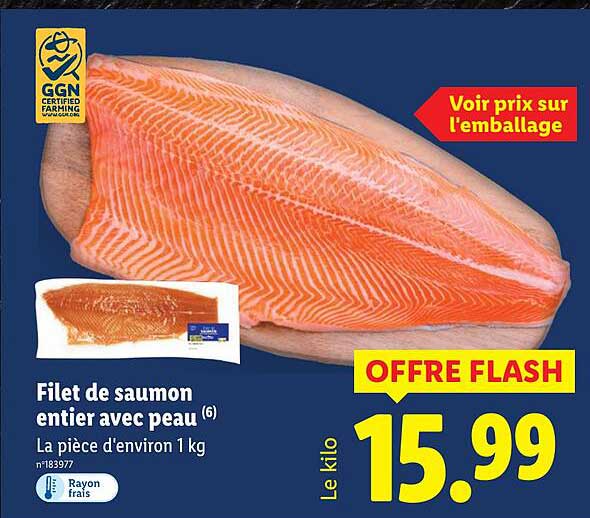 Filet de saumon entier avec peau