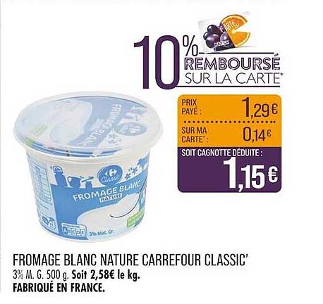 FROMAGE BLANC NATURE CARREFOUR CLASSIC'