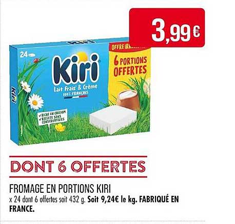 Fromage en portions Kiri x 24 dont 6 offertes