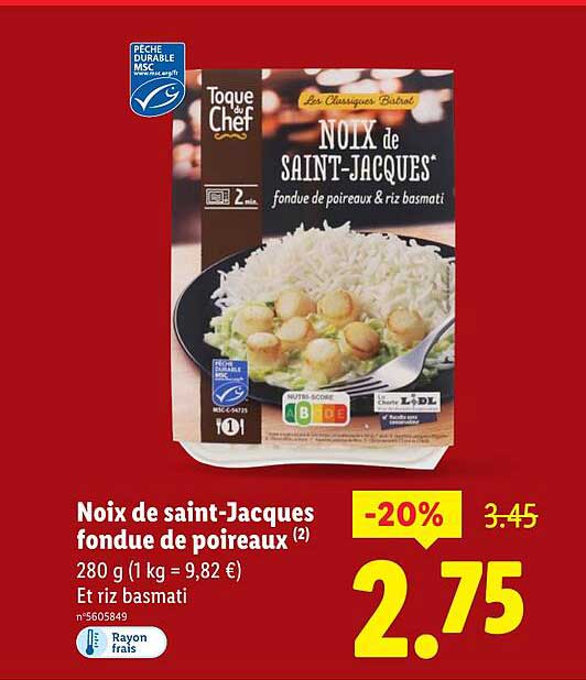 Noix de saint-Jacques fondue de poireaux