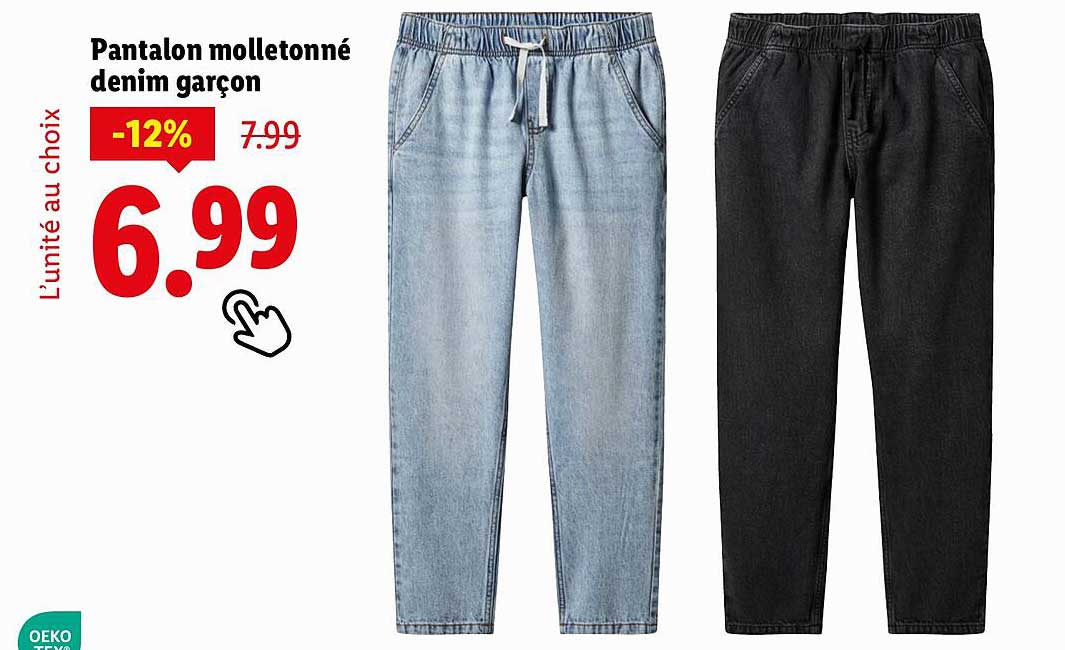 Pantalon molletonné denim garçon