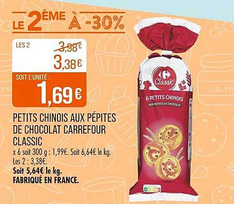 Petits Chinois aux pépites de chocolat Carrefour Classic