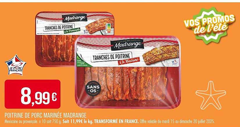 Poitrine de porc marinée Madrange