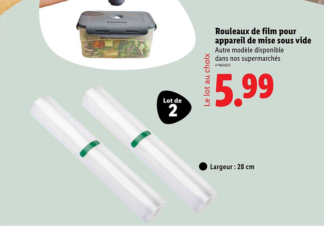 Rouleaux de film pour appareil de mise sous vide