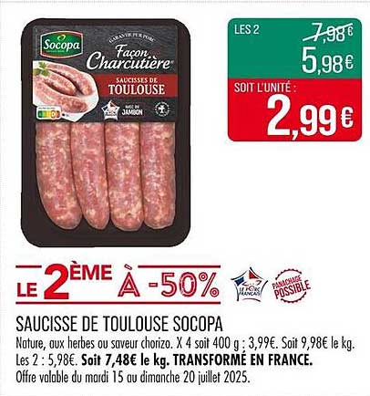 SAUCISSE DE TOULOUSE SOCOPA