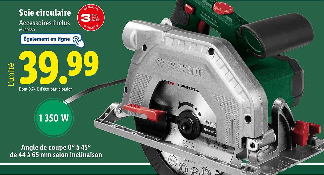 Scie circulaire Accessoires inclus n°480680