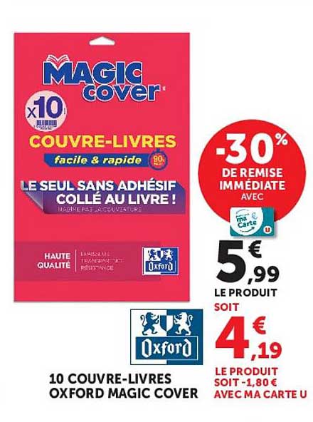 10 COUVRE-LIVRES OXFORD MAGIC COVER