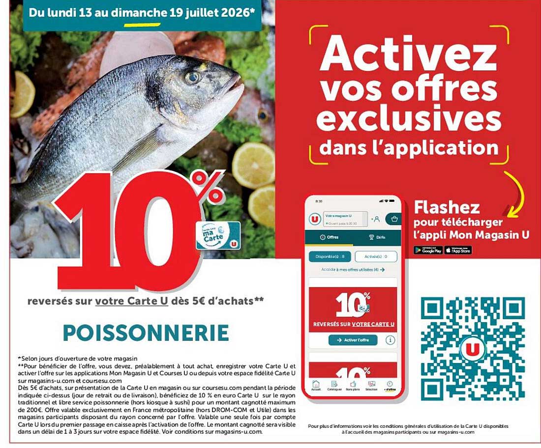 10% reversés sur votre Carte U dès 5€ d'achats** POISSONNERIE
